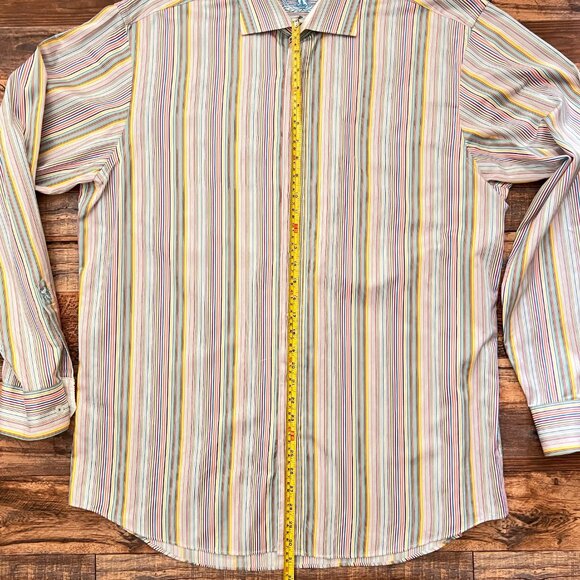Bugatchi Long Sleeve Button Down Striped Classic Fit Shirt XXL 100% Cotton - Picture 4 of 5